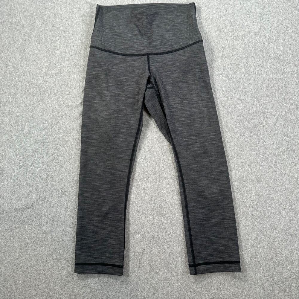 Lululemon Cropped Active Leggings Women's 6 Gray High Rise Gym Workout